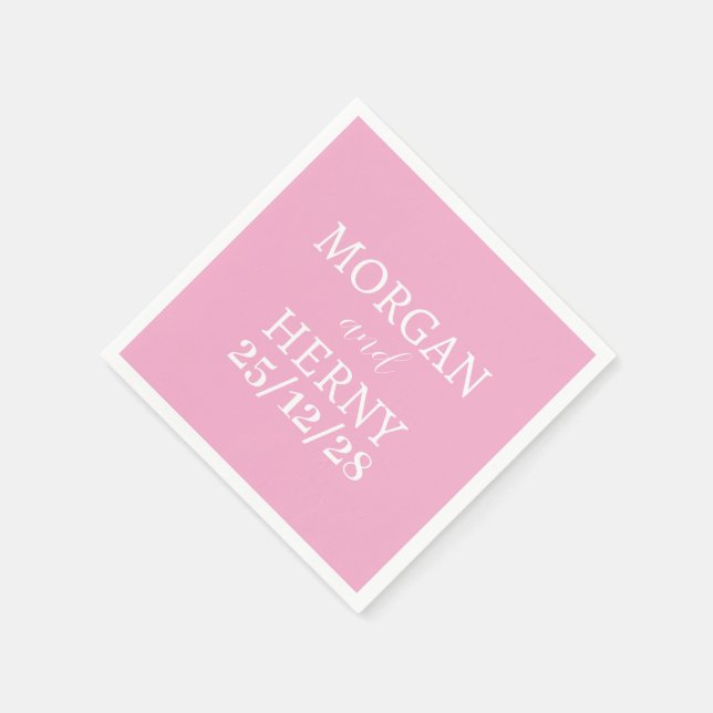 GUARDANAPO DE PAPEL CUSTOMIZED NAME STYLISH MODERN PINK COLOUR WEDDING (Canto)