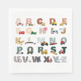 Guardanapo De Papel Cute Alphabet ABC Trucks, Veículos De Transporte