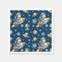 Guardanapo De Papel Cute Astronaut Cat Outer Space Galaxy Pattern 