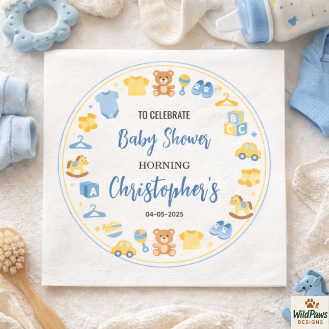 Guardanapo De Papel Cute Baby Clothes & Toys Boy Baby Shower (Cute Baby Clothes & Toys Boy Baby Shower Napkins
)