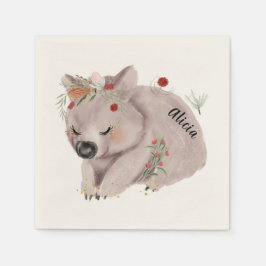 Guardanapo De Papel Cute Baby Wombat Dourado Speckle Personalizado