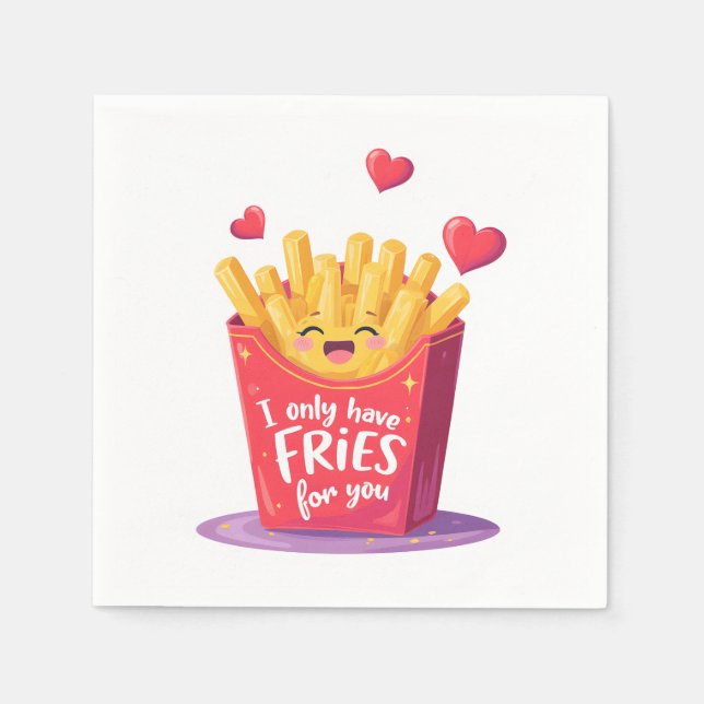 Guardanapo De Papel Cute Batata Frita de Dia dos Namorados Trocadilho (Frente)