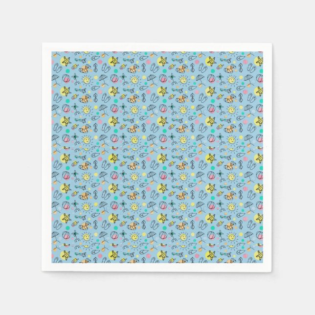 Guardanapo De Papel Cute beach pattern (Frente)