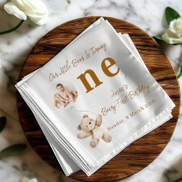 Guardanapo De Papel Cute Bear First Birthday Photo Party Napkins
