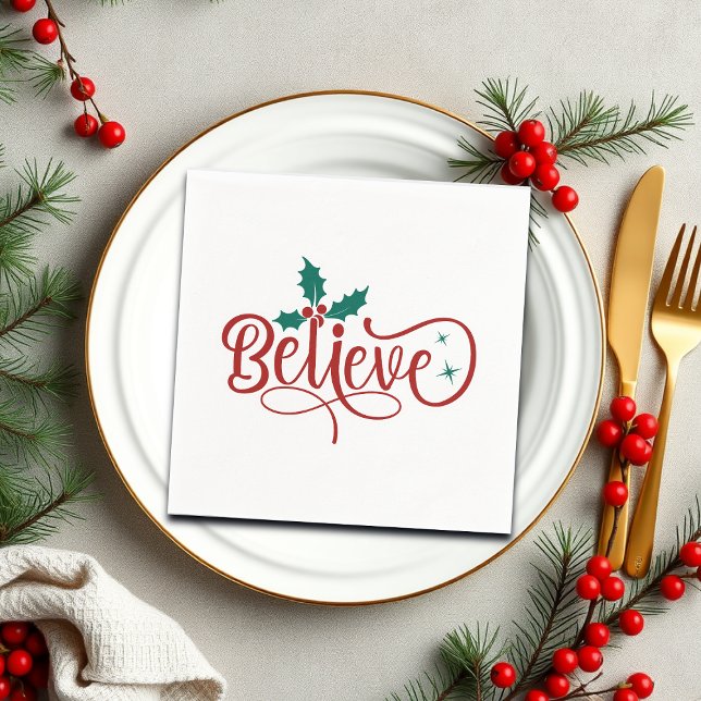 Guardanapo De Papel Cute 'Believe' Christmas (Criador carregado)
