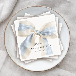 Guardanapo De Papel Cute Blue Gingham Checks Bow Baby Shower