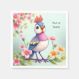 Guardanapo De Papel Cute Blue Pink Bird Floral Napkins