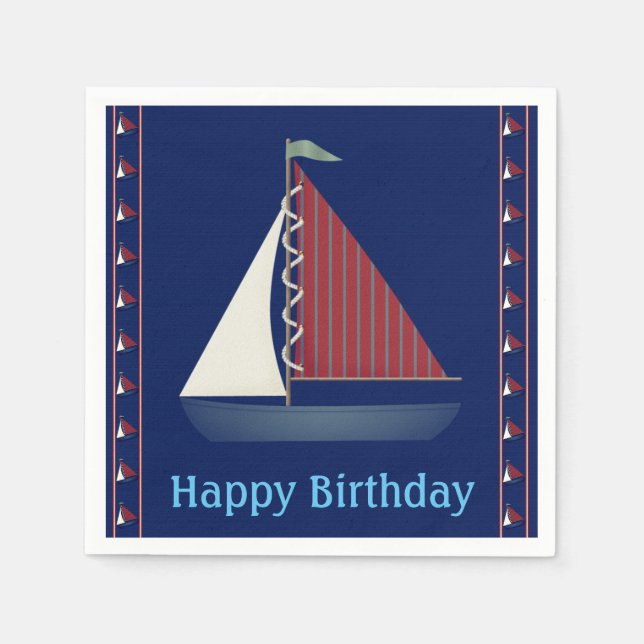 Guardanapo De Papel Cute Blue Toy Sailboat (Frente)