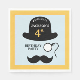 Guardanapo De Papel Cute Bowler Hat and Monocle Any Age Birthday Party