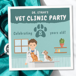 Guardanapo De Papel Cute Boy Veterinarian Vet Animal Clinic Birthday