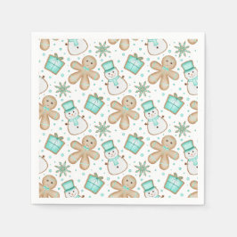 Guardanapo De Papel Cute Boys Blue Christmas Gingerbread Man