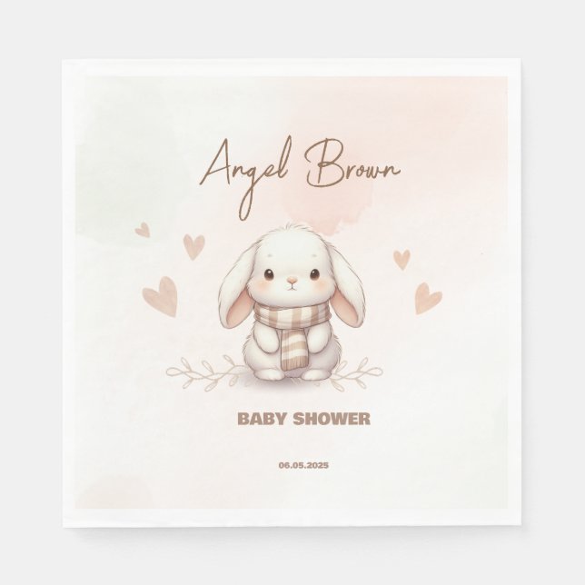 Guardanapo De Papel Cute Bunny Baby Shower napkin (Frente)