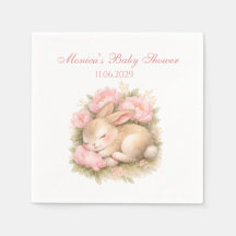 Cute Bunny Rabbit Pink Blush Peony Baby Shower