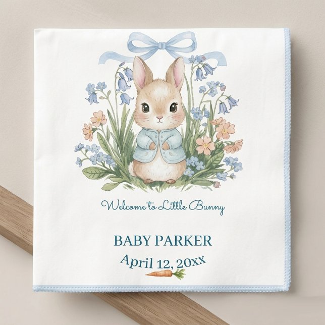 Guardanapo De Papel Cute Bunny Spring Floral Personalized Baby Shower  (Criador carregado)