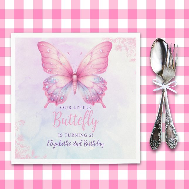 Guardanapo De Papel Cute Butterfly Birthday Girl Party (Criador carregado)