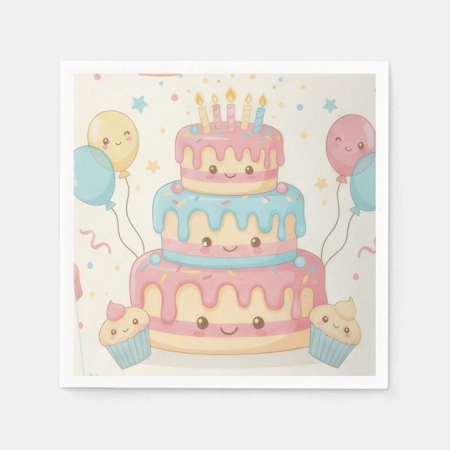 Guardanapo De Papel Cute Cake and Cupcakes (Frente)