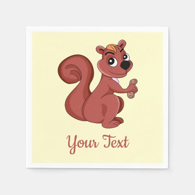 Guardanapo De Papel Cute cartoon squirrel with a peanut  napkins (Frente)