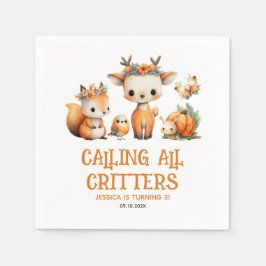 Guardanapo De Papel Cute Cartoon Woodland Animals Fall Kids' Birthday 