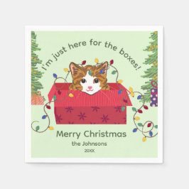 Guardanapo De Papel Cute Cat in a Box Here for the Boxes Christmas