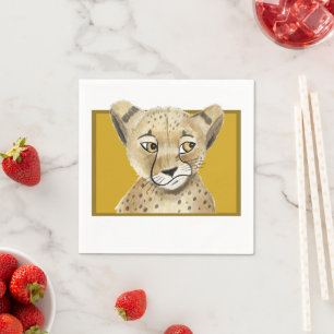 Guardanapo De Papel Cute Cheetah Napkins - Safari Animal Party