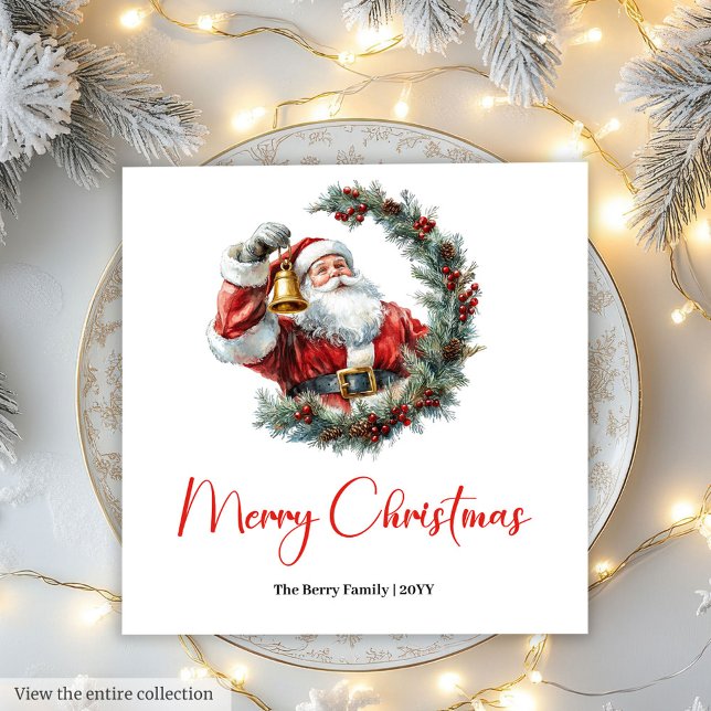 Guardanapo De Papel Cute Chic Santa Claus Kids Festive Merry Christmas (Cute Santa Claus Kids Festive Merry Christmas Napkin)