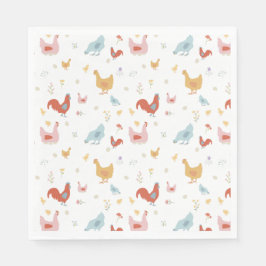 Guardanapo De Papel Cute Chickens Hens and Baby Chicks