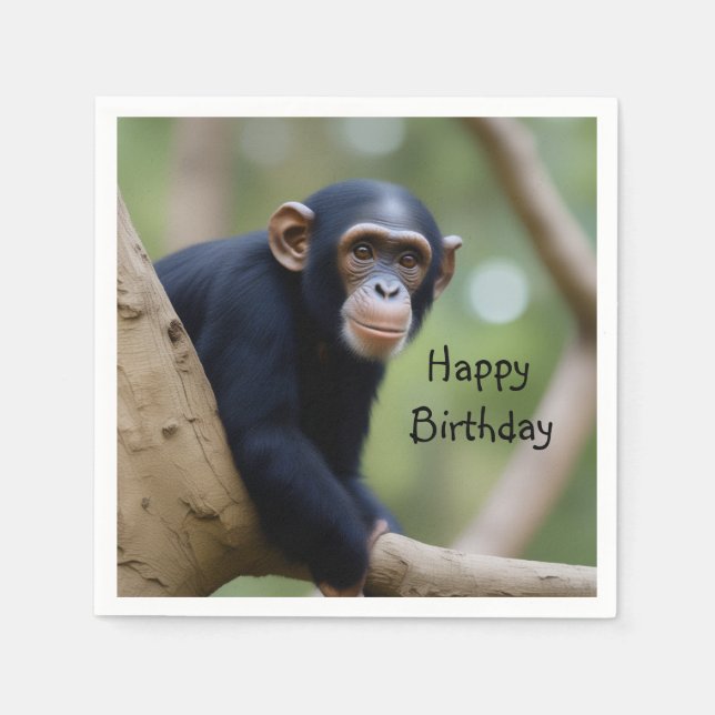 Guardanapo De Papel Cute Chimpanzee Birthday (Frente)