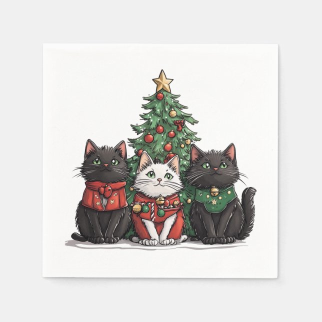 Guardanapo De Papel Cute Christmas Cats (Frente)