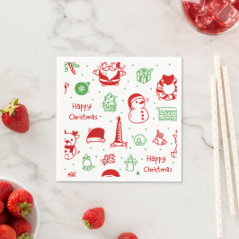 Guardanapo De Papel Cute Christmas Icons Pattern Paper Napkin