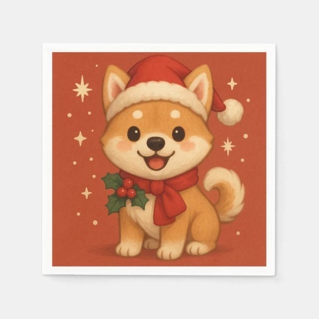 Guardanapo De Papel Cute Christmas puppy (Frente)