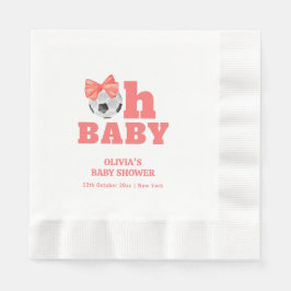 Guardanapo De Papel Cute Coral Peach Oh Baby Bow Soccer Baby Shower