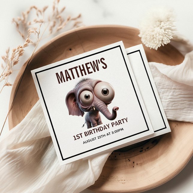 Guardanapo De Papel Cute Crazy elephant Farm Theme 1st Birthday (Cute Crazy elephant Farm Theme 1st Birthday Napkins)