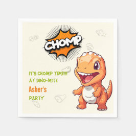 Guardanapo De Papel Cute Custom Orange Dinosaur Party Napkin