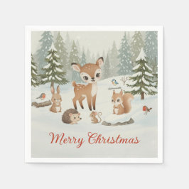 Guardanapo De Papel Cute Deer and Woodland Animals Merry Christmas