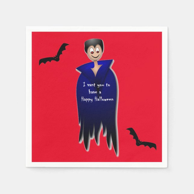 Guardanapo De Papel Cute Dracula Halloween (Frente)