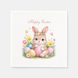 Guardanapo De Papel Cute Easter Bunny Rabbit Pink Blush Peony