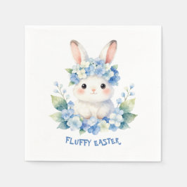 Guardanapo De Papel Cute Easter Bunny Watercolor with Hydrangea