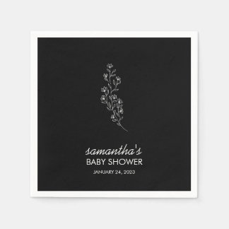 Guardanapo De Papel Cute Elegant Black Line Art Flower