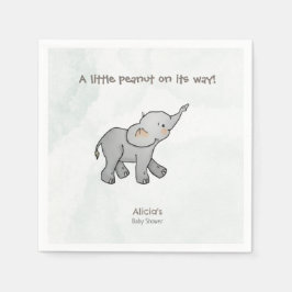 Guardanapo De Papel Cute Elephant Little Peanut On its Way Baby Shower