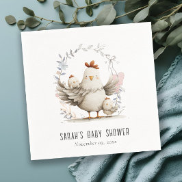 Guardanapo De Papel Cute Farm Mum and Baby Chick Floral Baby Shower