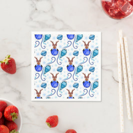 Guardanapo De Papel Cute Festive Blue Christmas Reindeer