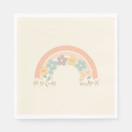 Guardanapo De Papel Cute Floral Rainbow Smiles Pastel Party Napkins