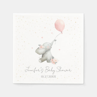 Guardanapo De Papel Cute Floral Watercolor Elephant with Balloon