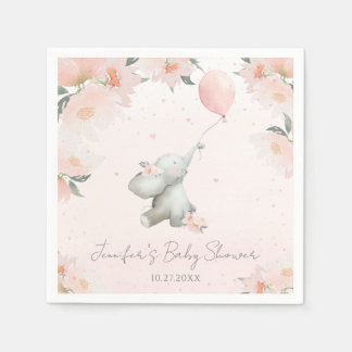 Guardanapo De Papel Cute Floral Watercolor Elephant with Balloon