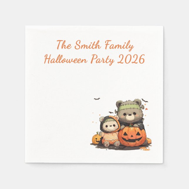 Guardanapo De Papel Cute Frankenstein Bear Halloween Custom (Frente)