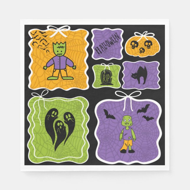 Guardanapo De Papel Cute Frankenstein Coquette Halloween (Frente)