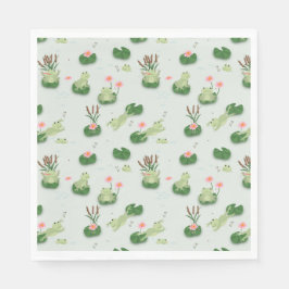 Guardanapo De Papel Cute Frogs in Lily Pond