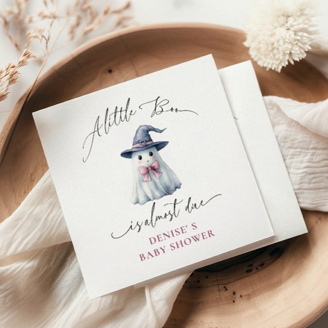 Guardanapo De Papel Cute Ghost with Pink Bow & Witch Hat  Baby Shower  (Criador carregado)