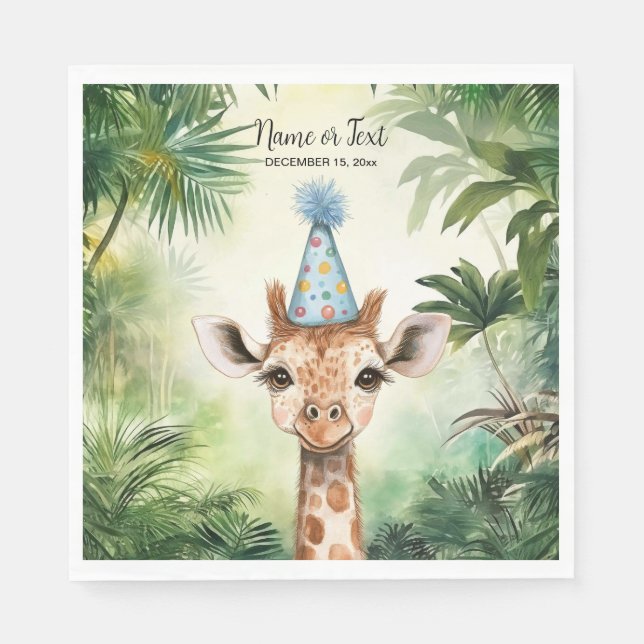 Guardanapo De Papel Cute Giraffe Jungle Baby Shower Party Beautiful (Frente)