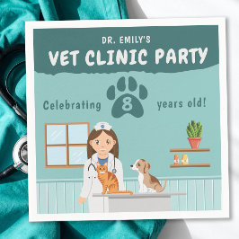 Guardanapo De Papel Cute Girl Veterinarian Vet Animal Clinic Birthday